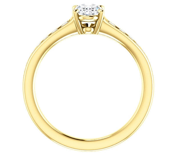 0.90ct (7.0x5.0mm) Oval  14K Yellow Gold Engagement Ring