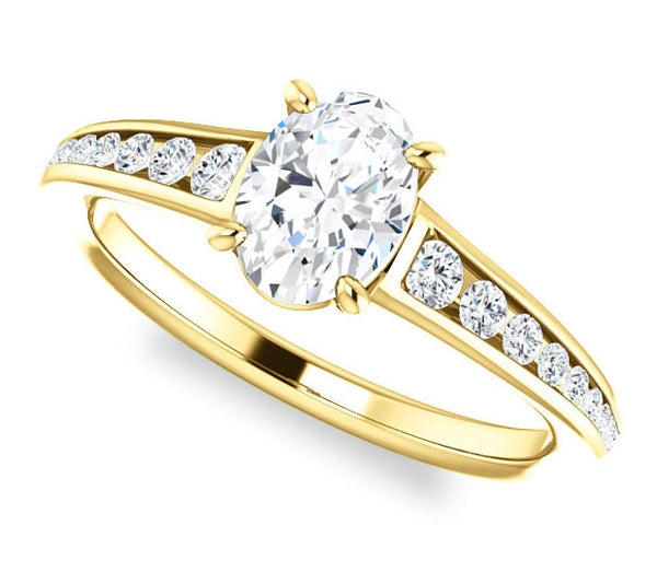 0.90ct (7.0x5.0mm) Oval  14K Yellow Gold Engagement Ring