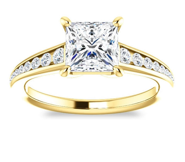 1.30ct (6.0mm) Princess  14K Yellow Gold Engagement Ring