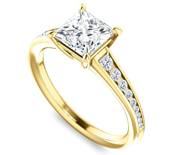 1.30ct (6.0mm) Princess  14K Yellow Gold Engagement Ring