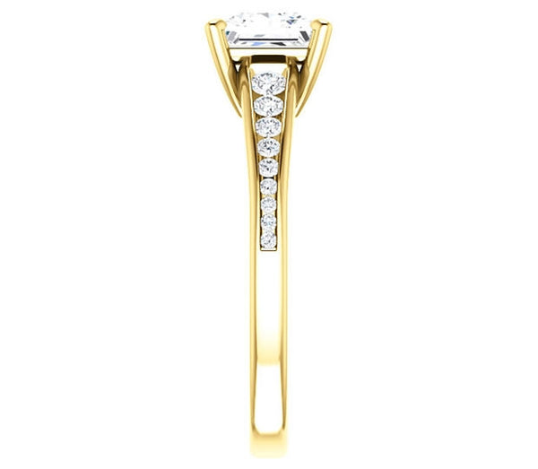 1.30ct (6.0mm) Princess  14K Yellow Gold Engagement Ring