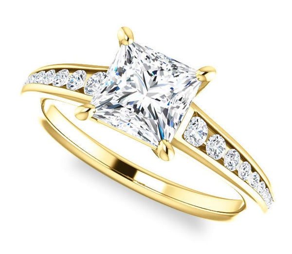 1.30ct (6.0mm) Princess  14K Yellow Gold Engagement Ring