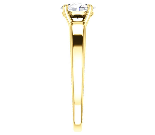 0.90ct (7.0x5.0mm) Oval  14K Yellow Gold Engagement Ring with Common Prong Side Mounted Gem Accents