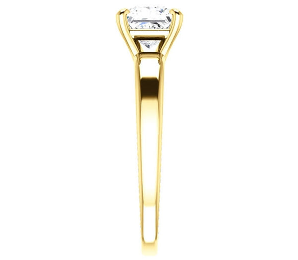 1.30ct (6.0mm) Princess  14K Yellow Gold Engagement Ring with Common Prong Side Mounted Gem Accents