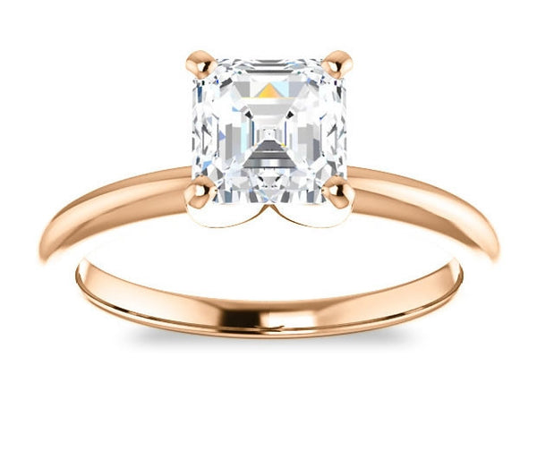 1.30ct (6.5mm) Asscher  14K Rose Gold Solitaire Engagement Ring