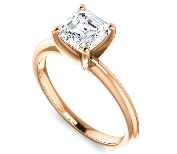 1.30ct (6.5mm) Asscher  14K Rose Gold Solitaire Engagement Ring