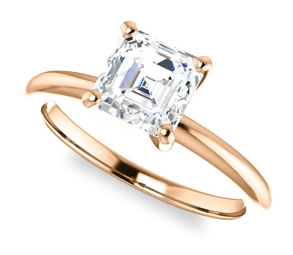 1.30ct (6.5mm) Asscher  14K Rose Gold Solitaire Engagement Ring