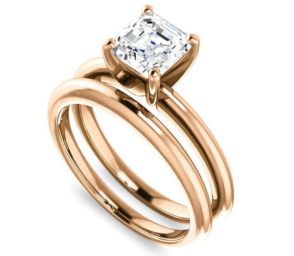 1.30ct (6.5mm) Asscher  14K Rose Gold Solitaire Engagement Ring