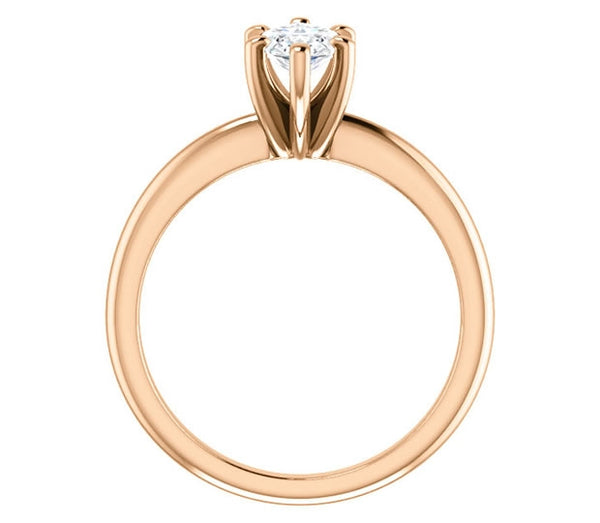 0.70ct (9.0x4.5mm) Marquise Moissanite 14k Rose Gold Solitaire Engagement Ring