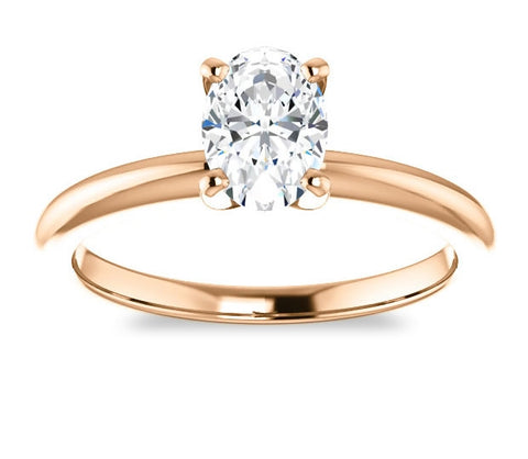 0.90ct (7.0x5.0mm) Oval  14K Rose Gold Solitaire Engagement Ring