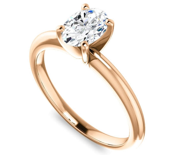 0.90ct (7.0x5.0mm) Oval  14K Rose Gold Solitaire Engagement Ring