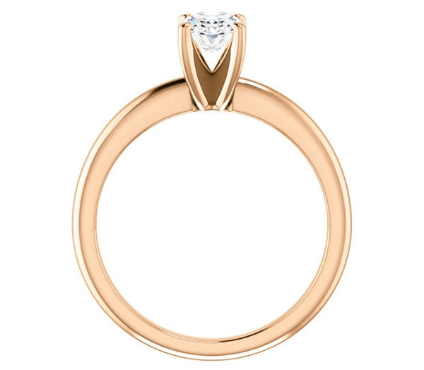 0.90ct (7.0x5.0mm) Oval  14K Rose Gold Solitaire Engagement Ring