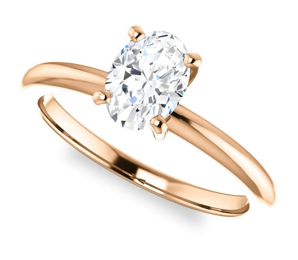 0.90ct (7.0x5.0mm) Oval  14K Rose Gold Solitaire Engagement Ring