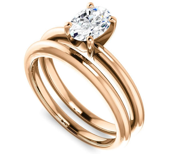 0.90ct (7.0x5.0mm) Oval  14K Rose Gold Solitaire Engagement Ring