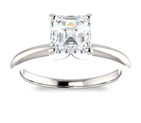 1.30ct (6.5mm) Asscher  14K White Gold Solitaire Engagement Ring