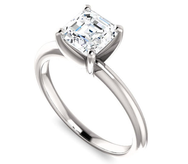 1.30ct (6.5mm) Asscher  14K White Gold Solitaire Engagement Ring