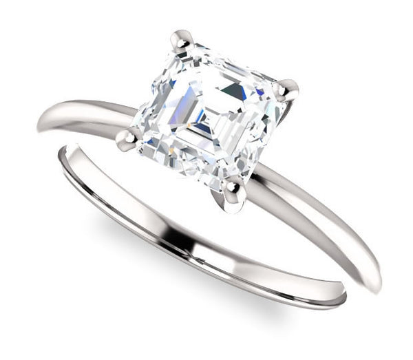 1.30ct (6.5mm) Asscher  14K White Gold Solitaire Engagement Ring