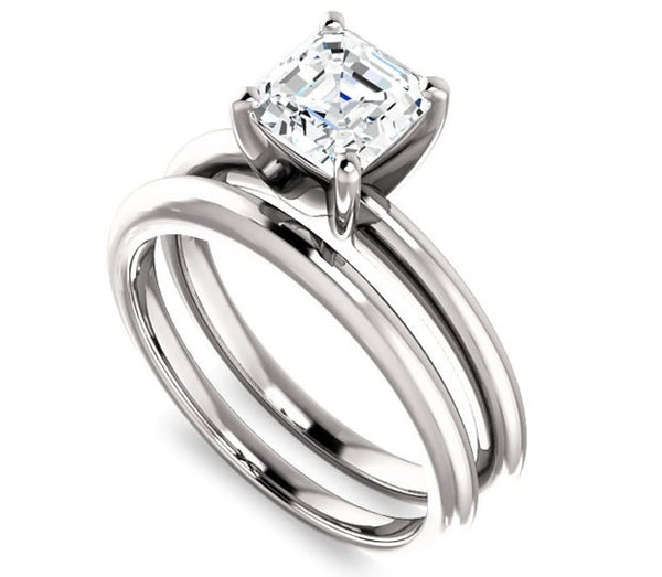 1.30ct (6.5mm) Asscher  14K White Gold Solitaire Engagement Ring