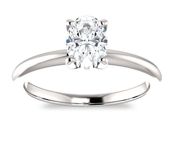 0.90ct (7.0x5.0mm) Oval  14K White Gold Solitaire Engagement Ring