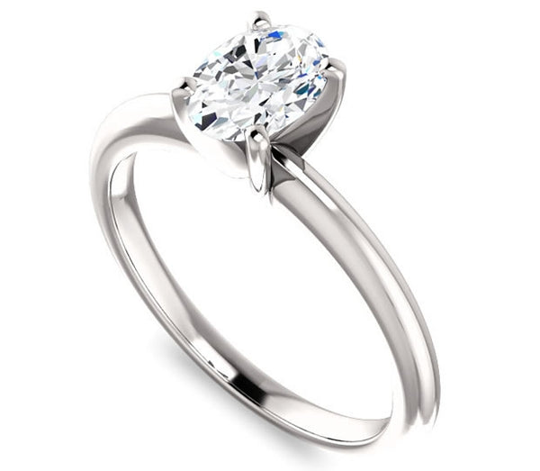 0.90ct (7.0x5.0mm) Oval  14K White Gold Solitaire Engagement Ring