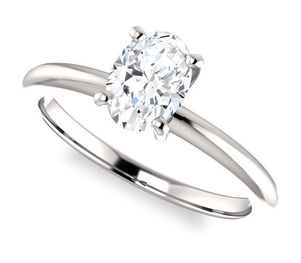 0.90ct (7.0x5.0mm) Oval  14K White Gold Solitaire Engagement Ring