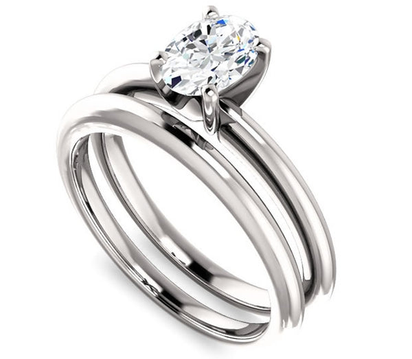 0.90ct (7.0x5.0mm) Oval  14K White Gold Solitaire Engagement Ring