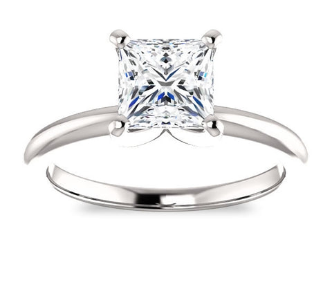 1.30ct (6.0mm) Princess  14K White Gold Solitaire Engagement Ring