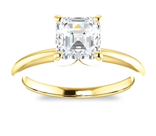 1.30ct (6.5mm) Asscher  14K Yellow Gold Solitaire Engagement Ring