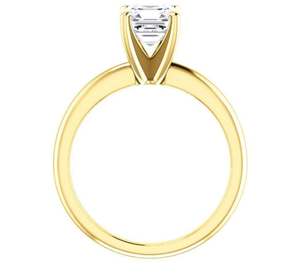 1.30ct (6.5mm) Asscher  14K Yellow Gold Solitaire Engagement Ring