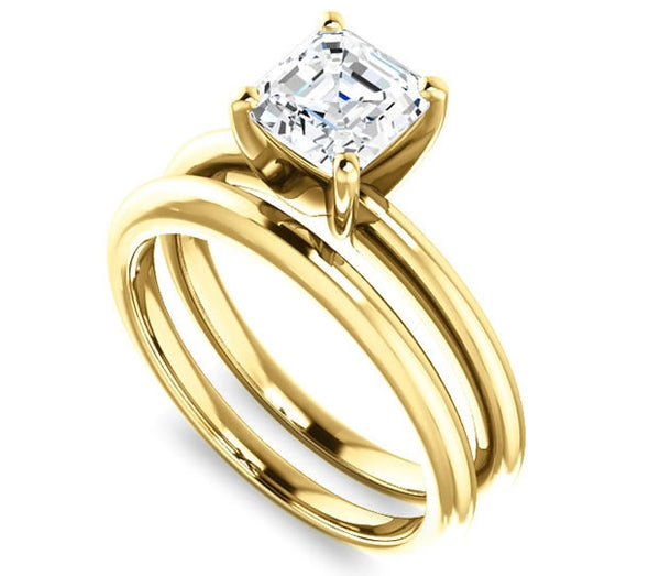 1.30ct (6.5mm) Asscher  14K Yellow Gold Solitaire Engagement Ring