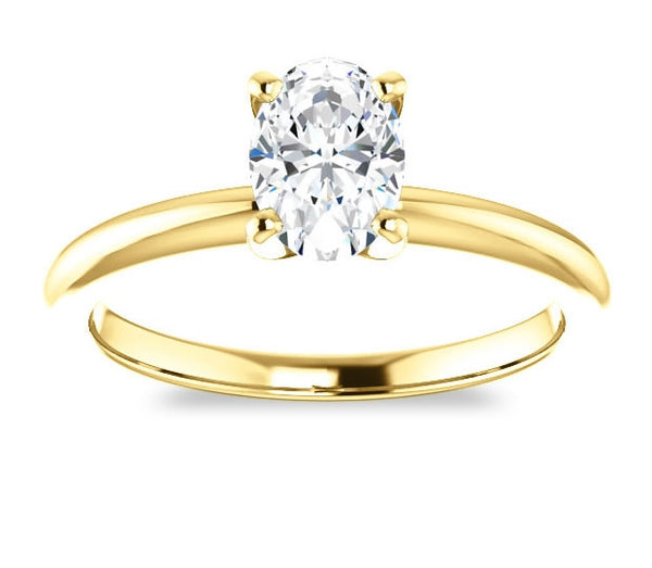 0.90ct (7.0x5.0mm) Oval  14K Yellow Gold Solitaire Engagement Ring