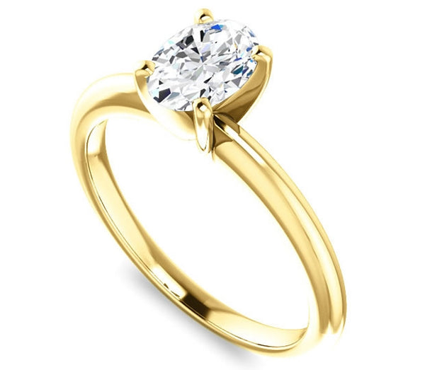 0.90ct (7.0x5.0mm) Oval  14K Yellow Gold Solitaire Engagement Ring