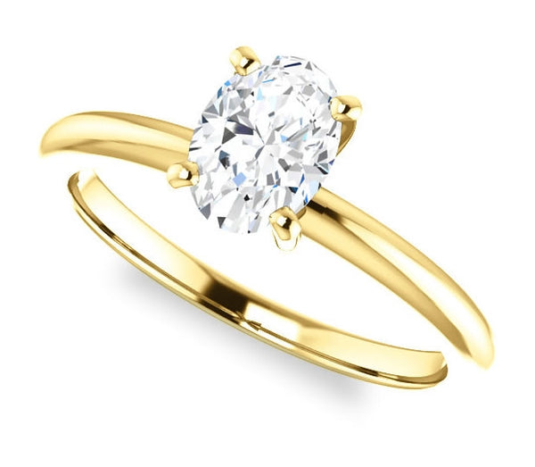 0.90ct (7.0x5.0mm) Oval  14K Yellow Gold Solitaire Engagement Ring