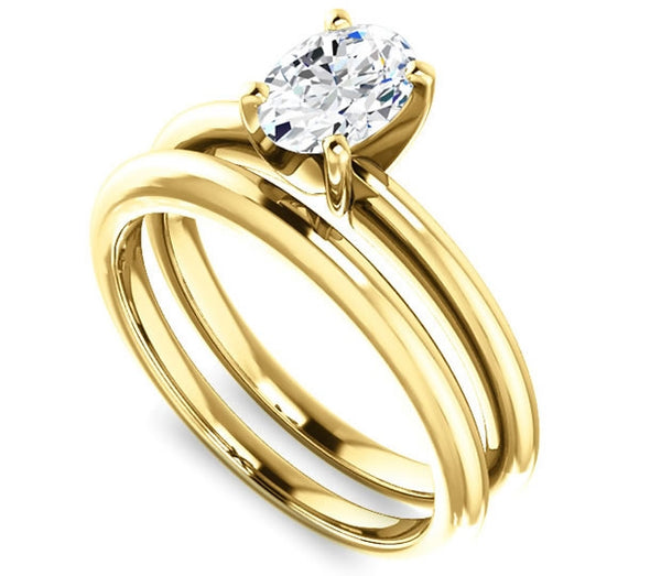 0.90ct (7.0x5.0mm) Oval  14K Yellow Gold Solitaire Engagement Ring