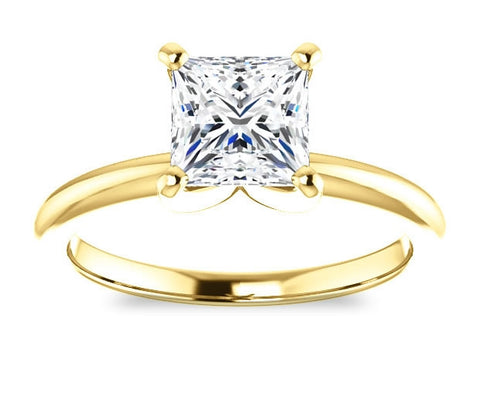 1.30ct (6.0mm) Princess  14K Yellow Gold Solitaire Engagement Ring