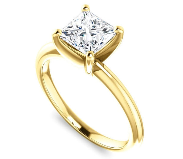 1.30ct (6.0mm) Princess  14K Yellow Gold Solitaire Engagement Ring