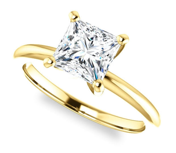 1.30ct (6.0mm) Princess  14K Yellow Gold Solitaire Engagement Ring