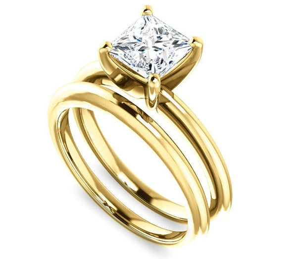 1.30ct (6.0mm) Princess  14K Yellow Gold Solitaire Engagement Ring