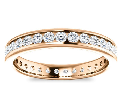 14K Rose Gold 3mm Channel Set Moissanite Wedding Ring