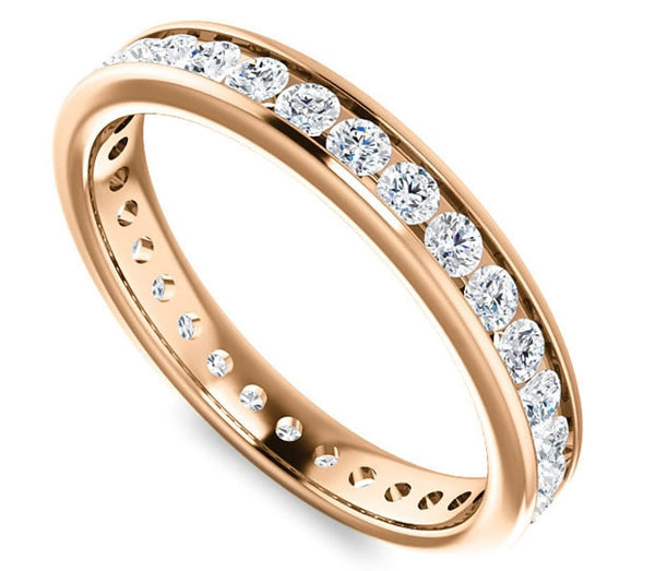 14K Rose Gold 3mm Channel Set Moissanite Wedding Ring