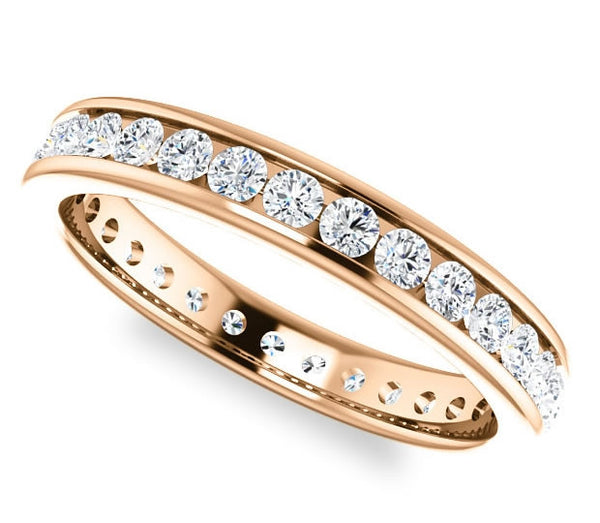 14K Rose Gold 3mm Channel Set Moissanite Wedding Ring