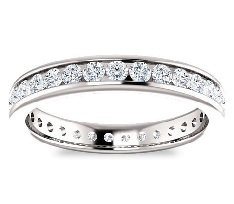 14K White Gold 3mm Channel Set Moissanite Wedding Ring