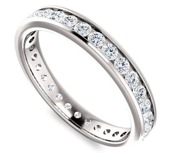 14K White Gold 3mm Channel Set Moissanite Wedding Ring