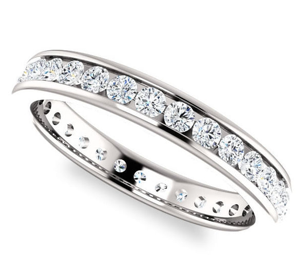 14K White Gold 3mm Channel Set Moissanite Wedding Ring