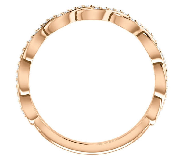 14K Rose Gold Entwining Ladies Engagement Ring