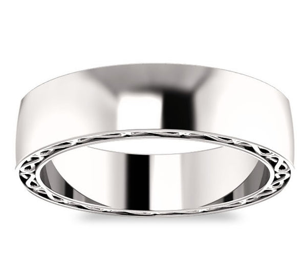 14k White Gold Mens Infinity Wedding Band