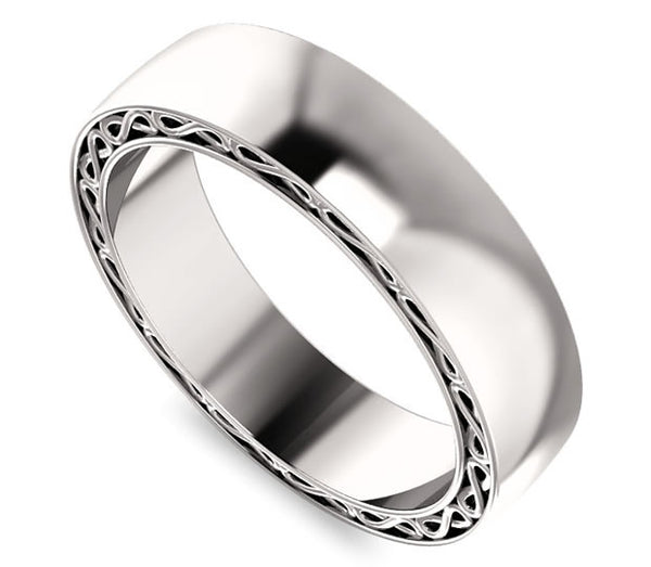 14k White Gold Mens Infinity Wedding Band