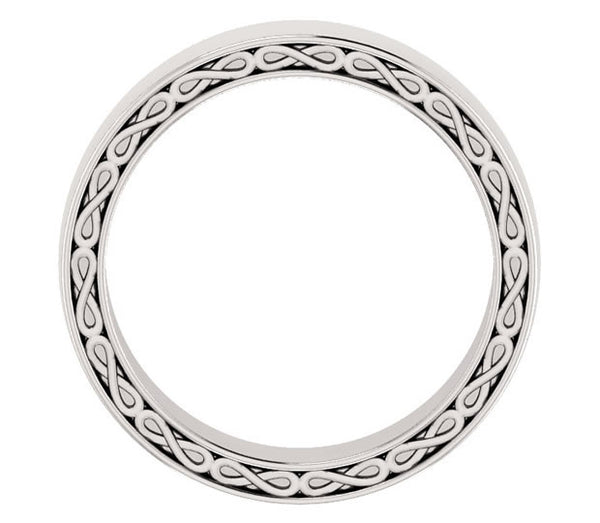 14k White Gold Mens Infinity Wedding Band