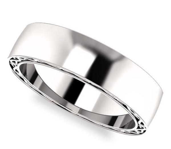 14k White Gold Mens Infinity Wedding Band