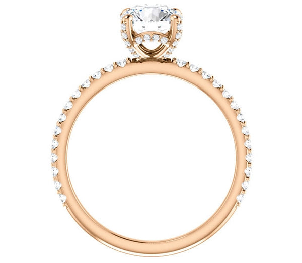 1.00ct (6.5mm) Round  14K Rose Gold Moissanite Engagement Ring